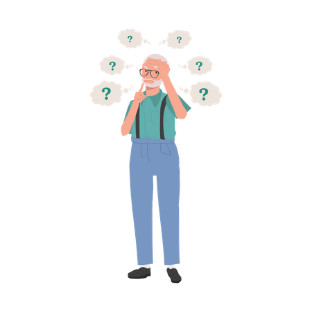 Senior man with Aging and Memory Loss  Illustration