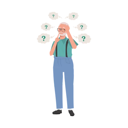 Senior man with Aging and Memory Loss  Illustration