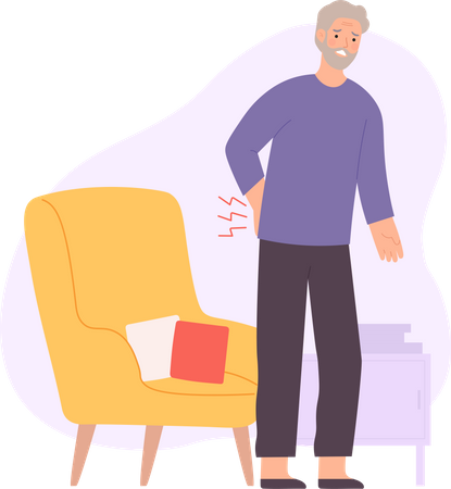 Senior man with back pain  Illustration