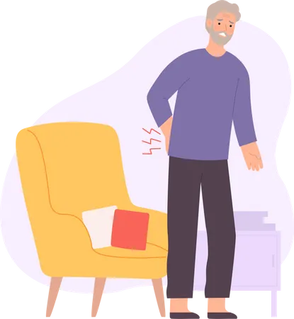 Senior man with back pain  Illustration