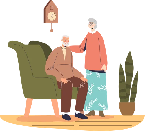 Senior married couple at home Illustration