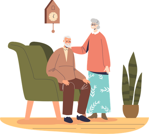 Senior married couple at home  Illustration