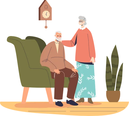 Senior married couple at home  Illustration