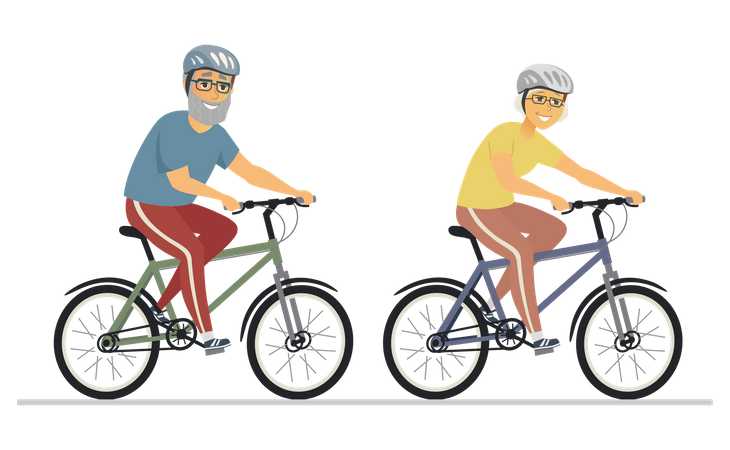 Senior people cycling  Illustration