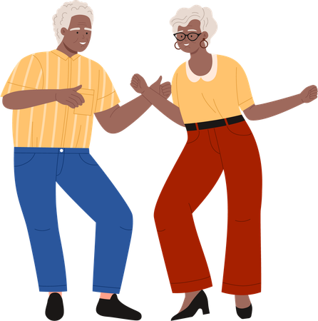 Senior people dancing  イラスト