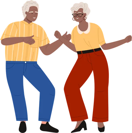 Senior people dancing  イラスト