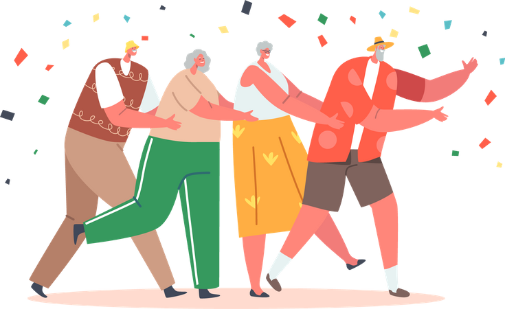 Senior people dancing Illustration