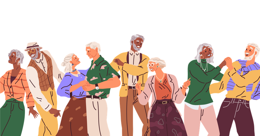 Senior people dancing in party  Illustration