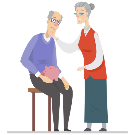 Senior people having financial problems  イラスト