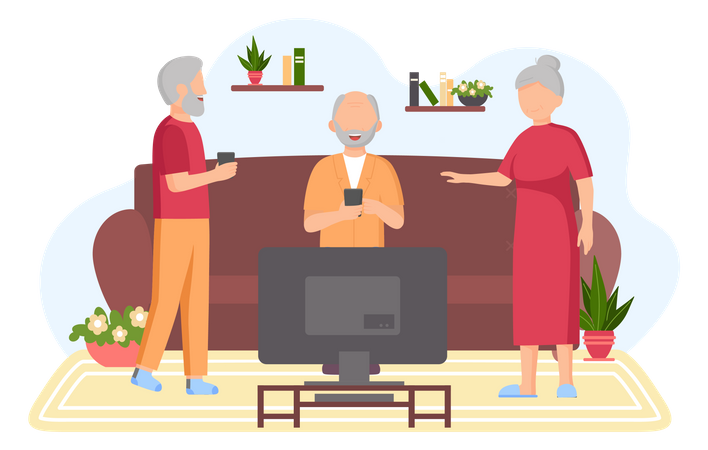 Senior people with smart gadgets  Illustration