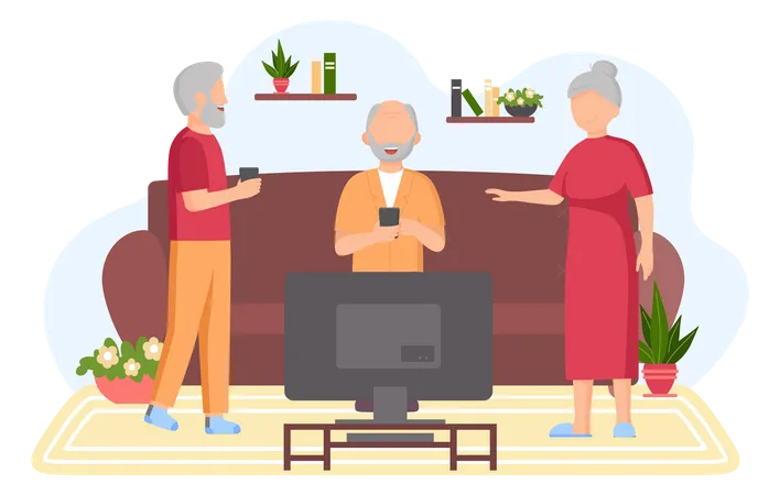 Senior people with smart gadgets  Illustration