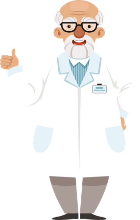 Senior scientist showing thumbs up  Illustration