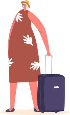 Senior Tourist Female with suitcase  Illustration