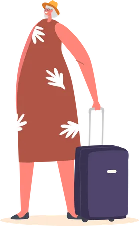 Senior Tourist Female with suitcase  Illustration