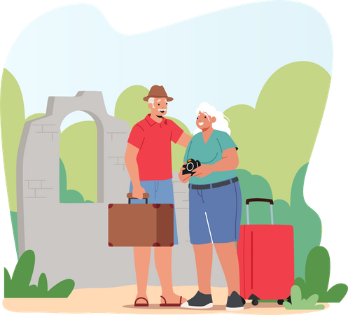 Senior Tourist in Trip Illustration