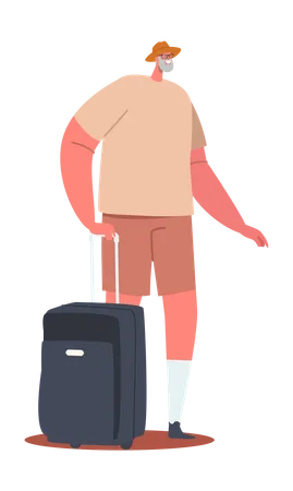 Senior Tourist with Suitcase  Illustration