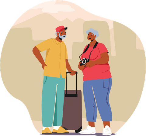 Senior Tourists in Trip  Illustration