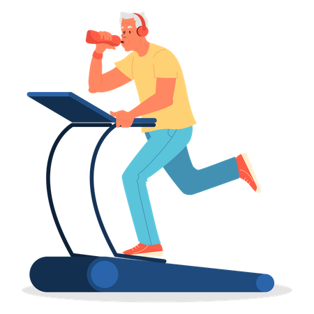 Senior training on treadmill  Illustration