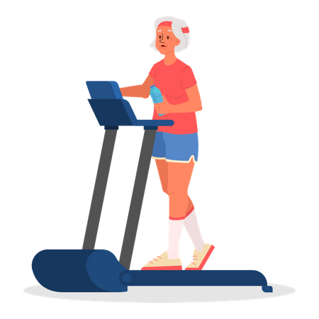 Senior training on treadmill  Illustration