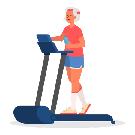 Senior training on treadmill  Illustration