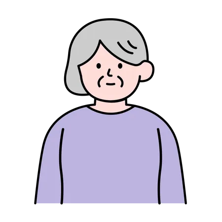 Elderly Woman Simple Style Vector Illustration