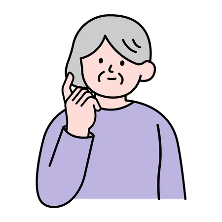 Elderly Woman Curious Simple Style Vector Illustration