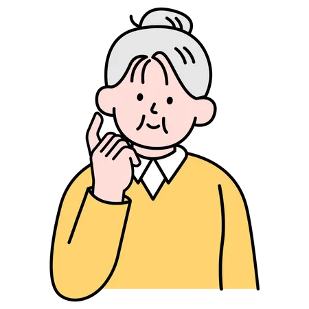 Elderly Woman Curious Simple Style Vector Illustration