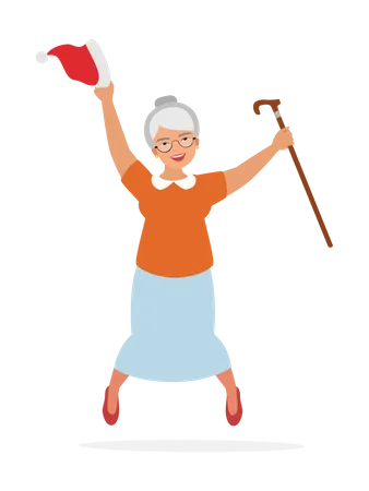 Senior woman dancing  Illustration