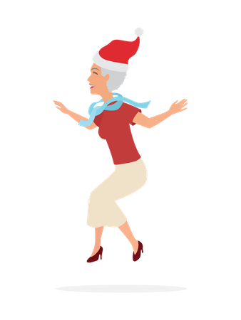 Senior woman dancing in Christmas party  Illustration