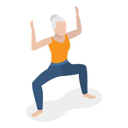 Senior woman doing morning yoga  Illustration