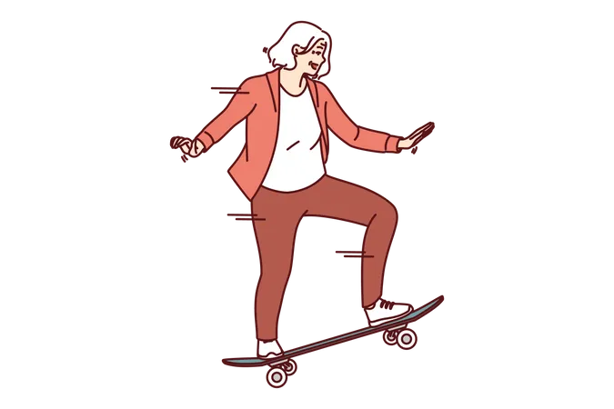 Senior woman doing skating  Illustration
