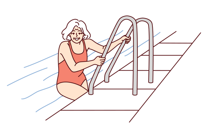 Senior woman enjoying swiming  Illustration