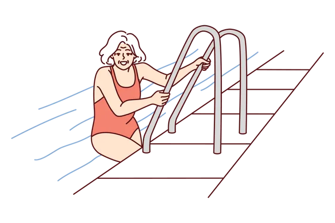 Senior woman enjoying swiming  Illustration