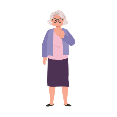 Senior Woman Giving Thumb Up for Quality Service  Illustration