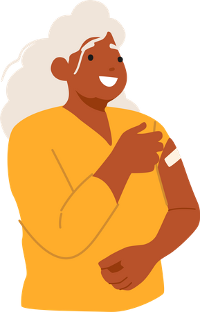Senior Woman got vaccinated  イラスト