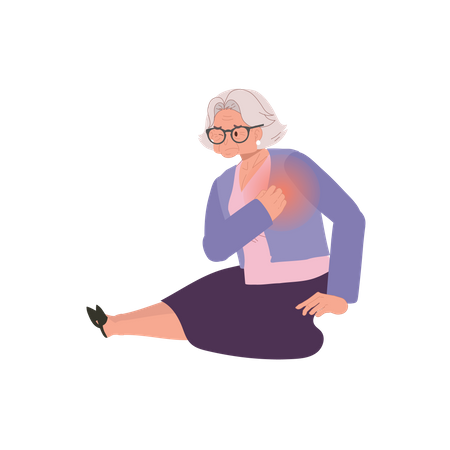Senior Woman in Heart Attack Crisis  Illustration