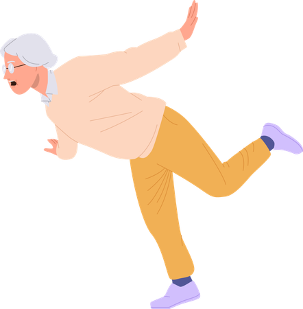 Senior woman losing balance falling down feeling dizziness or stumbling  Illustration