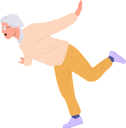 Senior woman losing balance falling down feeling dizziness or stumbling  Illustration