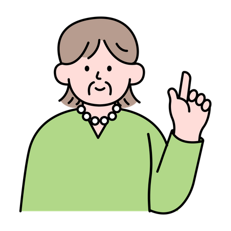 Senior Woman Pointing Up  Illustration