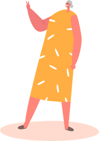 Senior woman posing for photo  Illustration