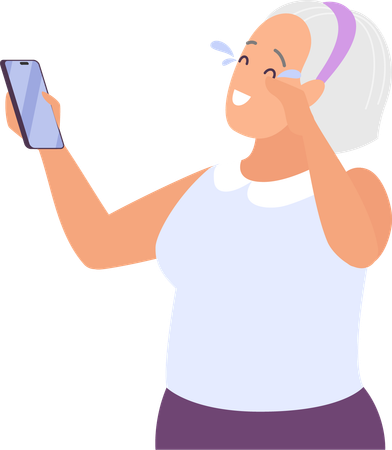 Senior woman using mobile  Illustration
