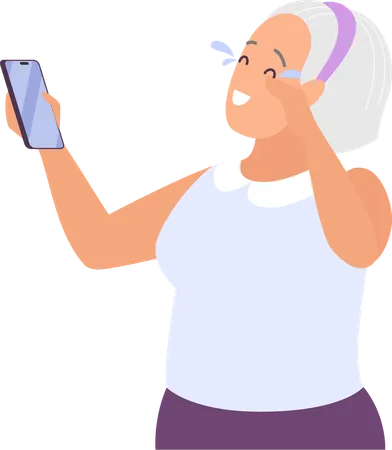 Senior woman using mobile  Illustration