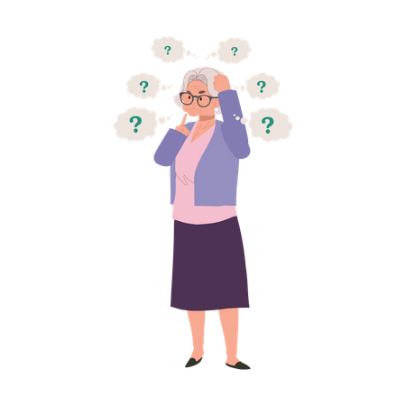 Senior Woman with Aging and Memory Loss  Illustration