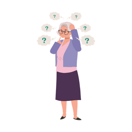 Senior Woman with Aging and Memory Loss  Illustration