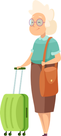 Senior woman with luggage Illustration