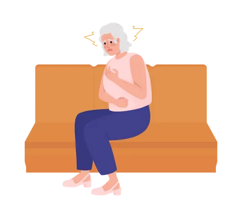 Senior woman with panic attack  Illustration