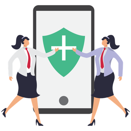 Senior women showing medical app  Illustration
