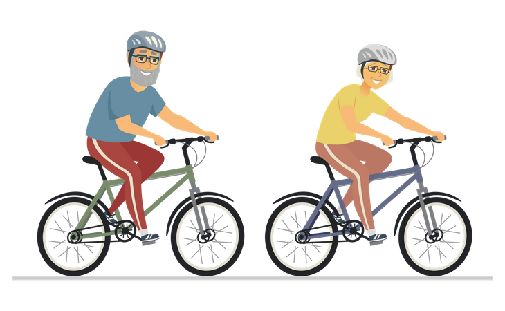 Personnes âgées à vélo  Illustration