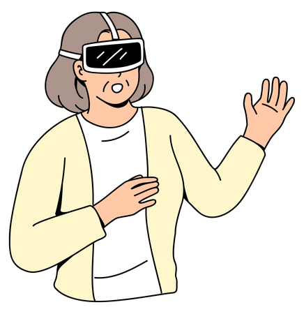 Les seniors jouent à la réalité virtuelle  Illustration