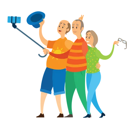 Seniors people taking selfie  Illustration